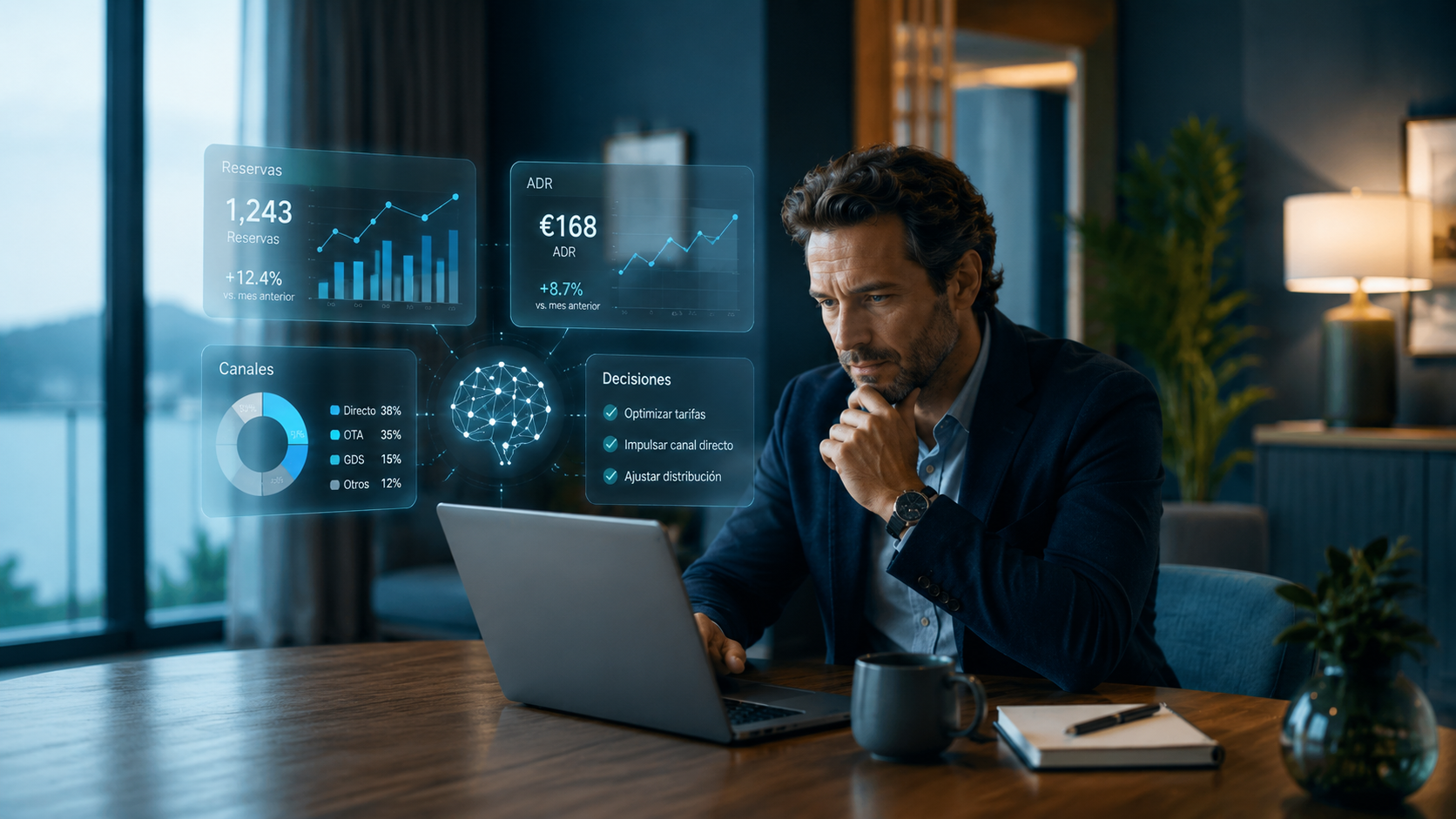 Análisis de datos hoteleros con IA para reservas ADR y canales