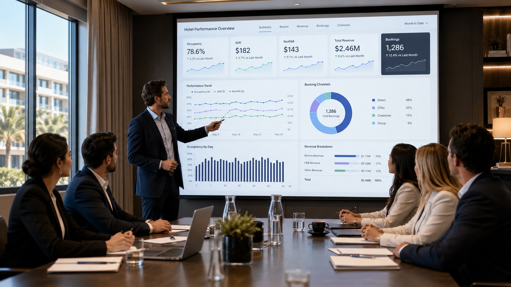IA para análisis de datos hoteleros con dashboards de reservas ADR canales y revenue